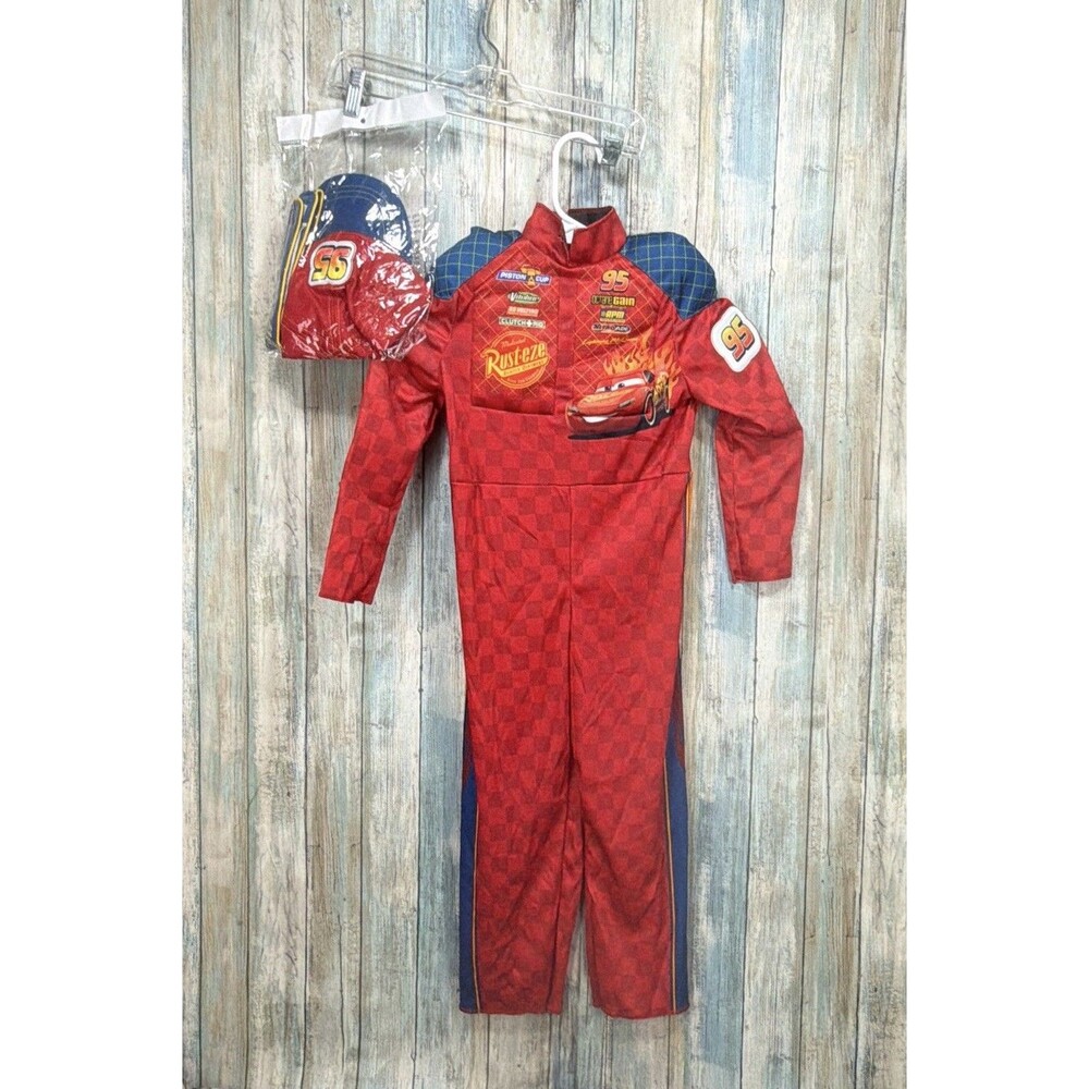 Disney Pixar Cars Lightning McQueen Toddler Costume Hat Size M 3T-4T Disguise
